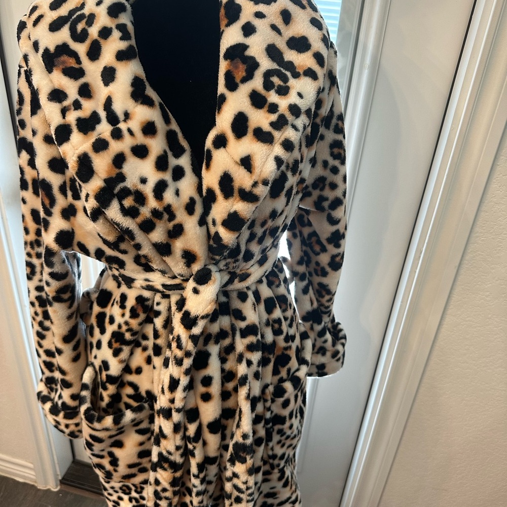 Betsey Johnson Animal Print Faux Fur Robe